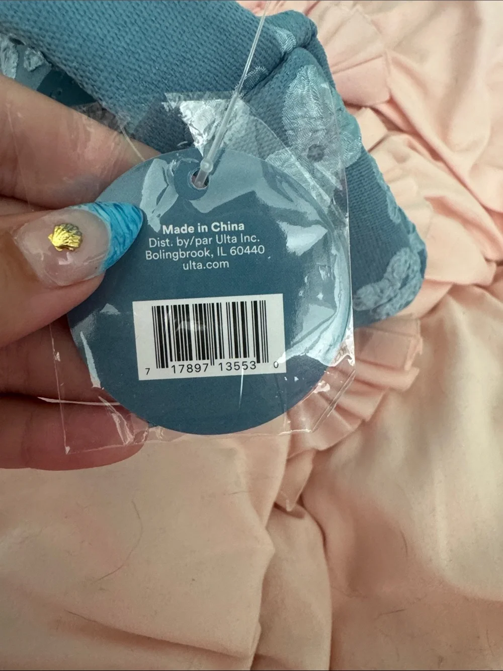 Ulta Beauty Blue Floral Handle Cosmetic Pouch